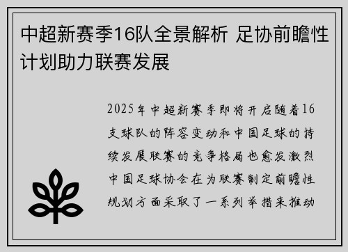 中超新赛季16队全景解析 足协前瞻性计划助力联赛发展